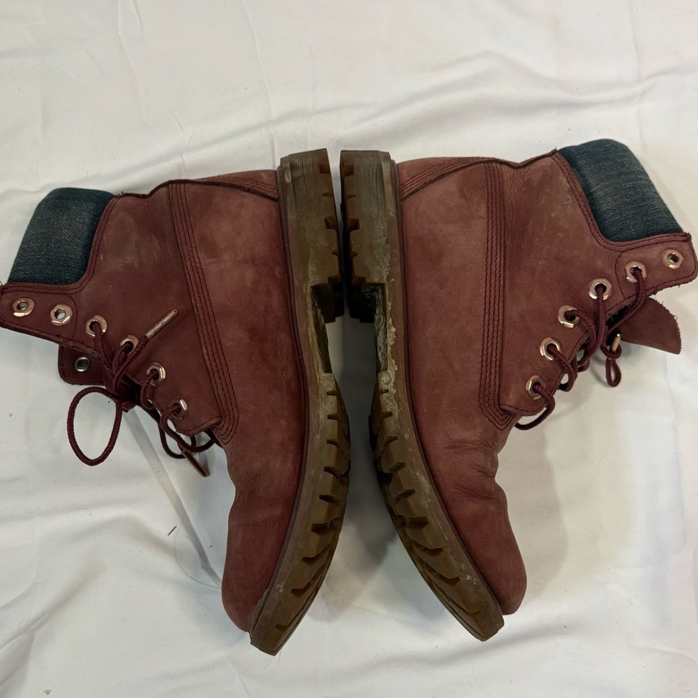 Timberland Premium 6 inch Boots Burgundy Women’s 8 Waterproof Classic Lace-up - Picture 8 of 10